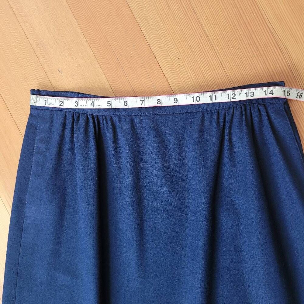 Vintage Pendleton navy blue a line 100% wool skirt size 12 academia‎ office - Picture 8 of 10